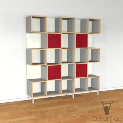 Eichenfrau Büroschrank form500-37 Multiplex Silbergrau und Weinrot