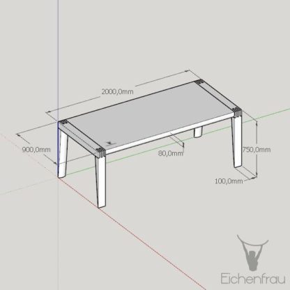 Eichenfrau Esstisch form246 Bemaßung