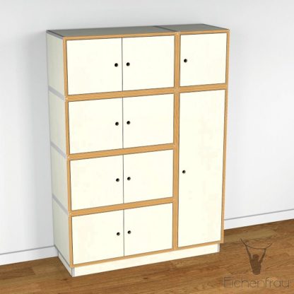 Eichenfrau Garderobenschrank form500-3 Multiplex Naturweiss