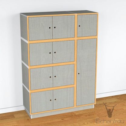 Eichenfrau Garderobenschrank form500-3 Multiplex Silbergrau