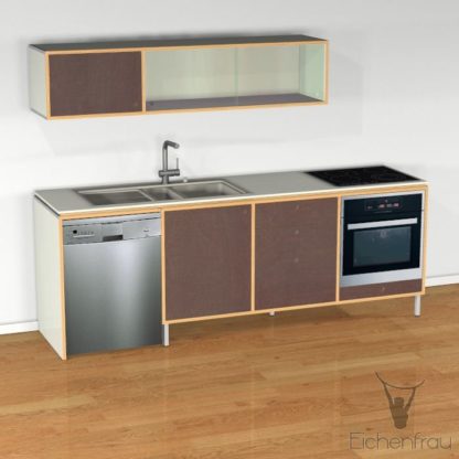 Eichenfrau Kuechenblock form702 Multiplex Naturweiss und Chocco