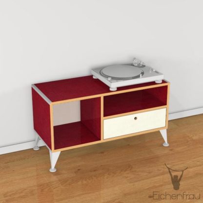 Eichenfrau Phonoschränkchen form500-42 Multiplex Weinrot und Naturweiss