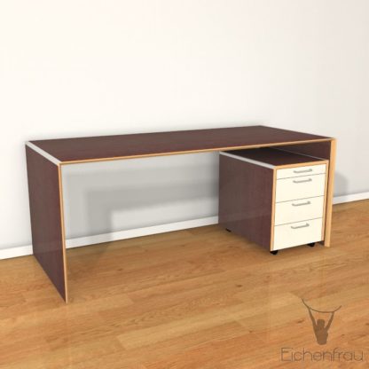 Eichenfrau Schreibtisch form110 Multiplex Chocco mit Container form108