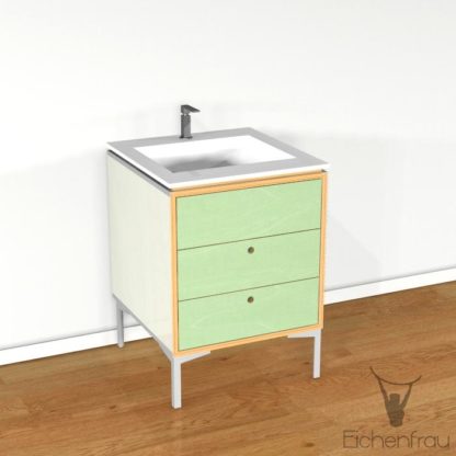 Eichenfrau Waschtisch form402 Multiplex Naturweiss und Avocado