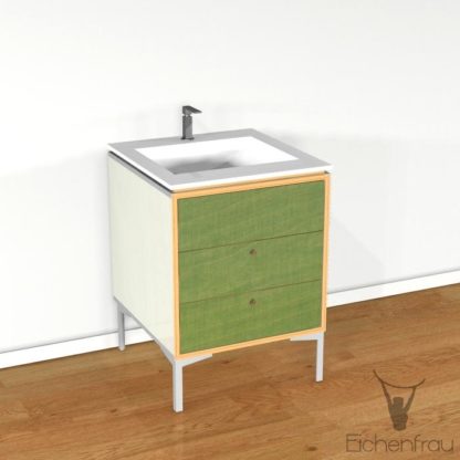 Eichenfrau Waschtisch form402 Multiplex Naturweiss und Limette