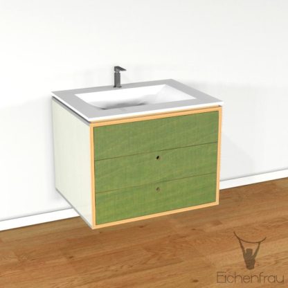 Eichenfrau Waschtisch form403 Multiplex Naturweiss und Limette
