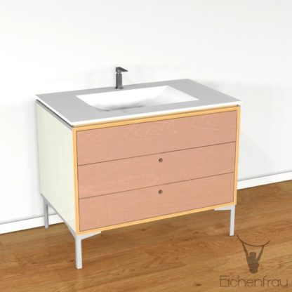 Eichenfrau Waschtisch form404 Multiplex Naturweiss und Cappuccino