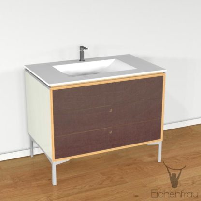 Eichenfrau Waschtisch form404 Multiplex Naturweiss und Chocco