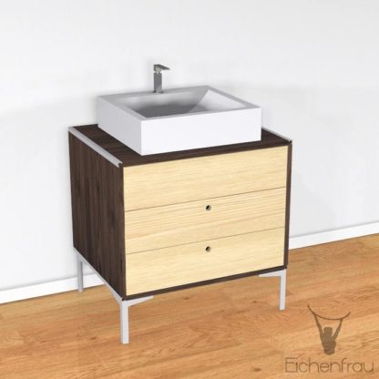 Eichenfrau Waschtisch form406 Multiplex Chocco und Massivholz Esche