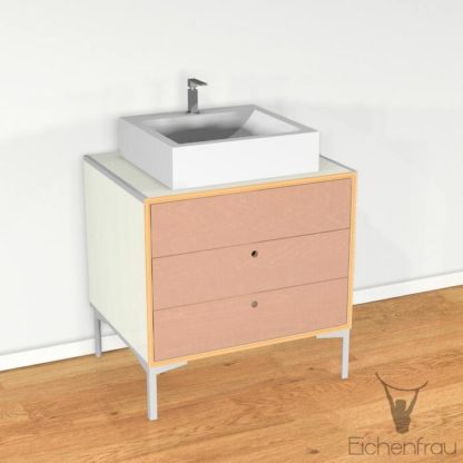 Eichenfrau Waschtisch form406 Multiplex Naturweiss und Cappuccino