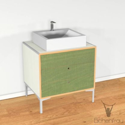 Eichenfrau Waschtisch form406 Multiplex Naturweiss und Limette