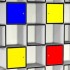 Rot, Gelb und Blau lackiert wie in obigem Produktfoto abgebildet